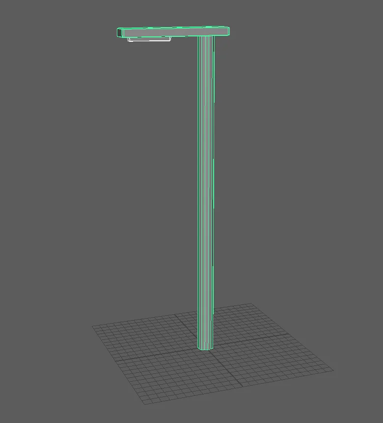 Streetlamp LOD1 wireframe in Maya