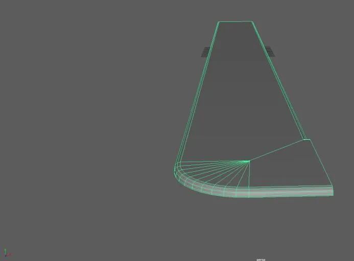 Sidewalk LOD0 wireframe with a fully rounded curb corner