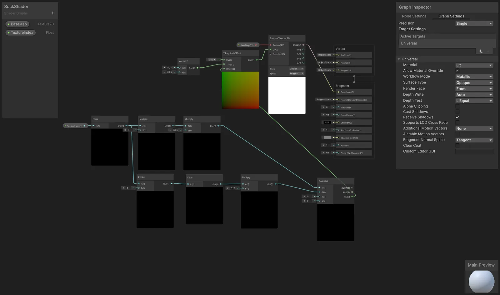 Unity Shader Graph sampling a texture sheet for per-object colour and pattern